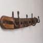 Rustic Wooden Wall Rack with 4 Wrought Iron Hooks