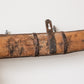 Rustic Wooden Wall Rack with 4 Wrought Iron Hooks