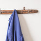 Rustic Wooden Wall Rack with 4 Wrought Iron Hooks