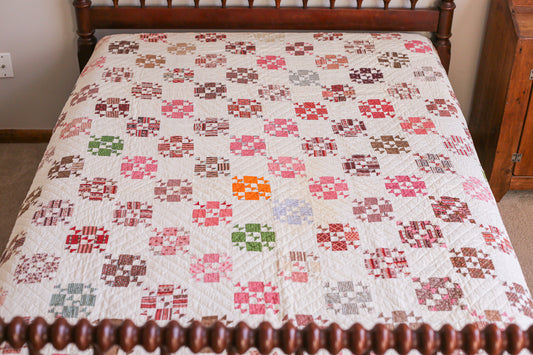 1870s Nine Patch Variation Quilt with Maker's Note