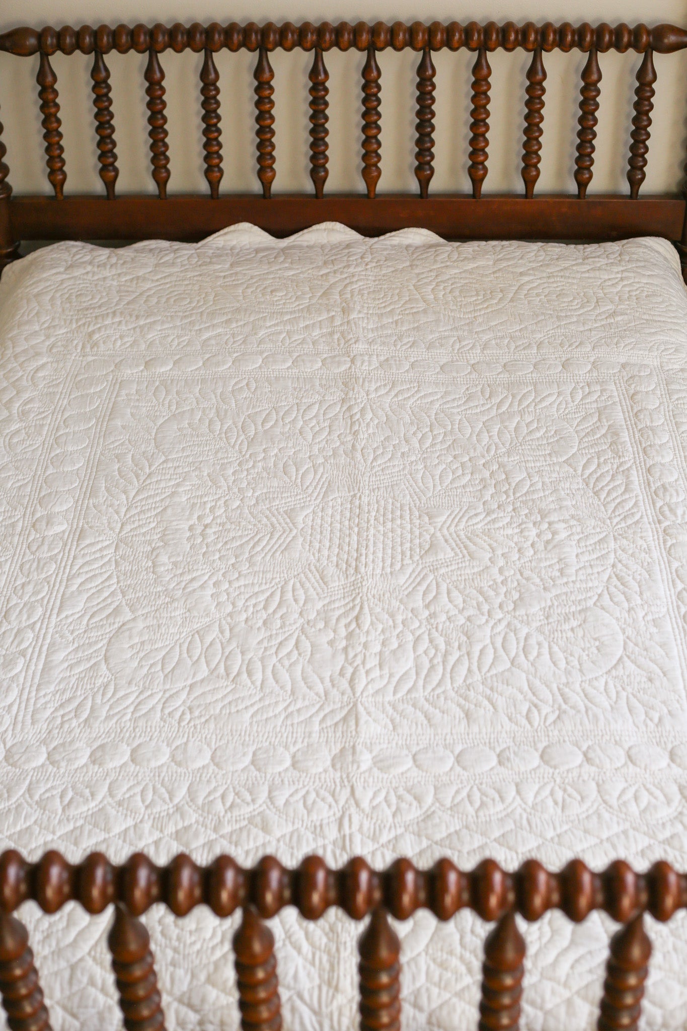 Hand Quilted All-White Whole Cloth Quilt