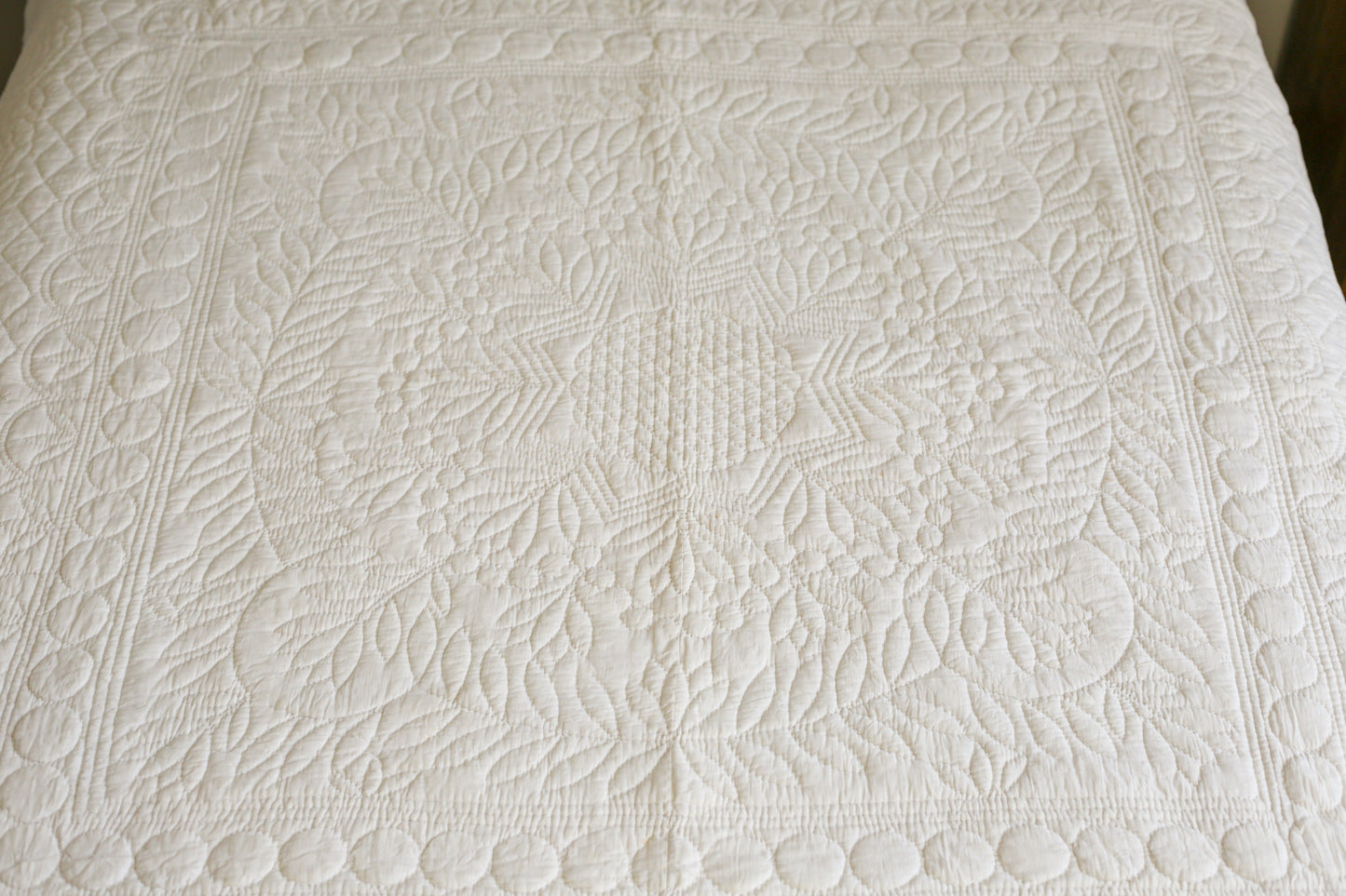 Hand Quilted All-White Whole Cloth Quilt