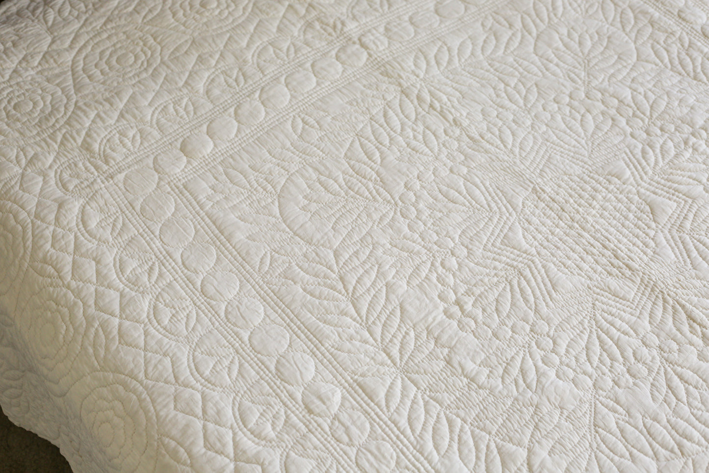 Hand Quilted All-White Whole Cloth Quilt