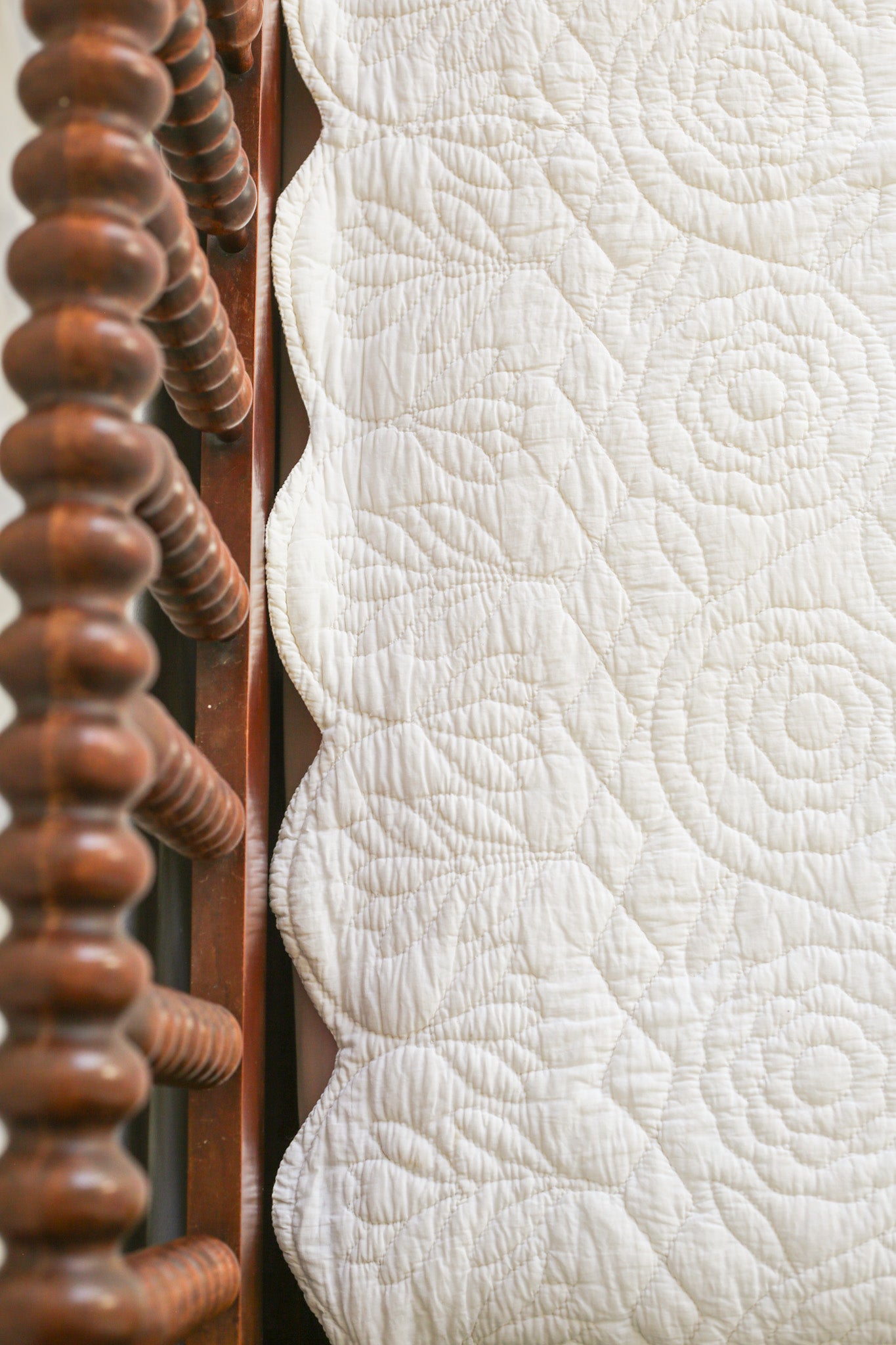 Hand Quilted All-White Whole Cloth Quilt