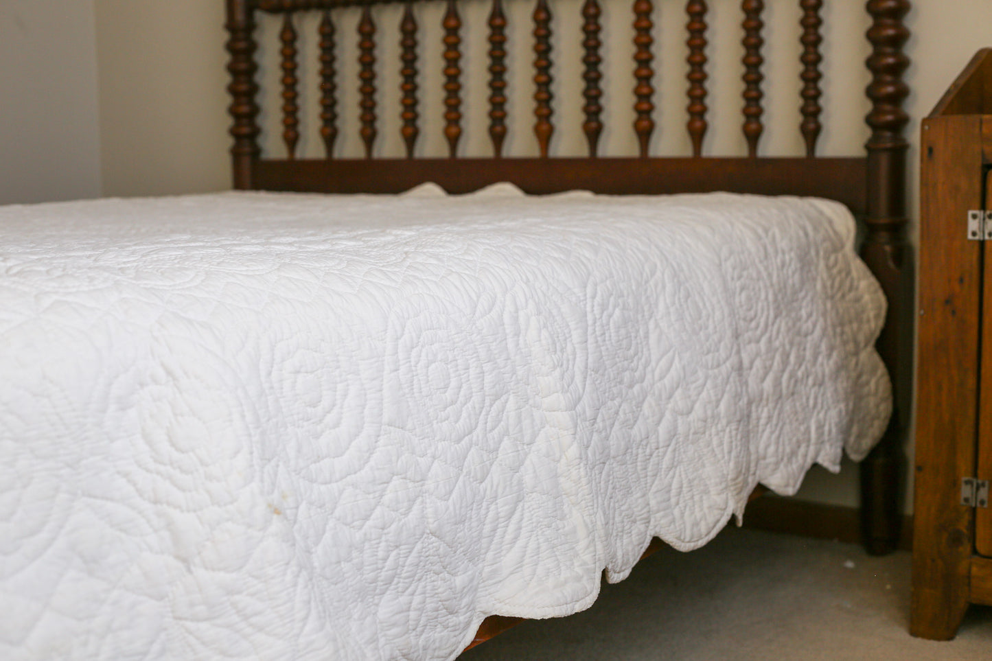 Hand Quilted All-White Whole Cloth Quilt