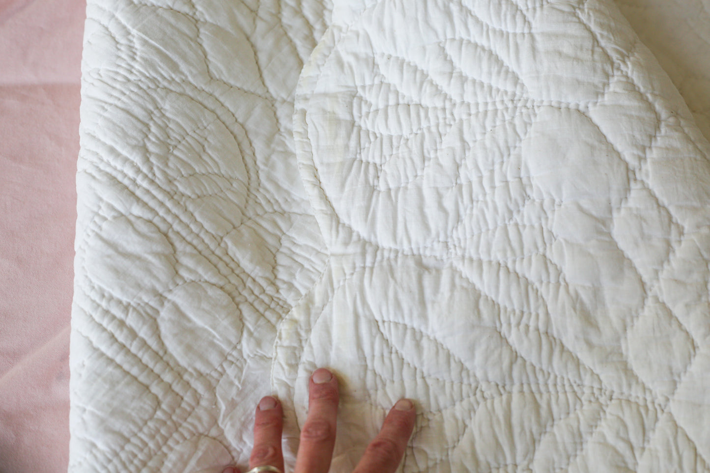Hand Quilted All-White Whole Cloth Quilt