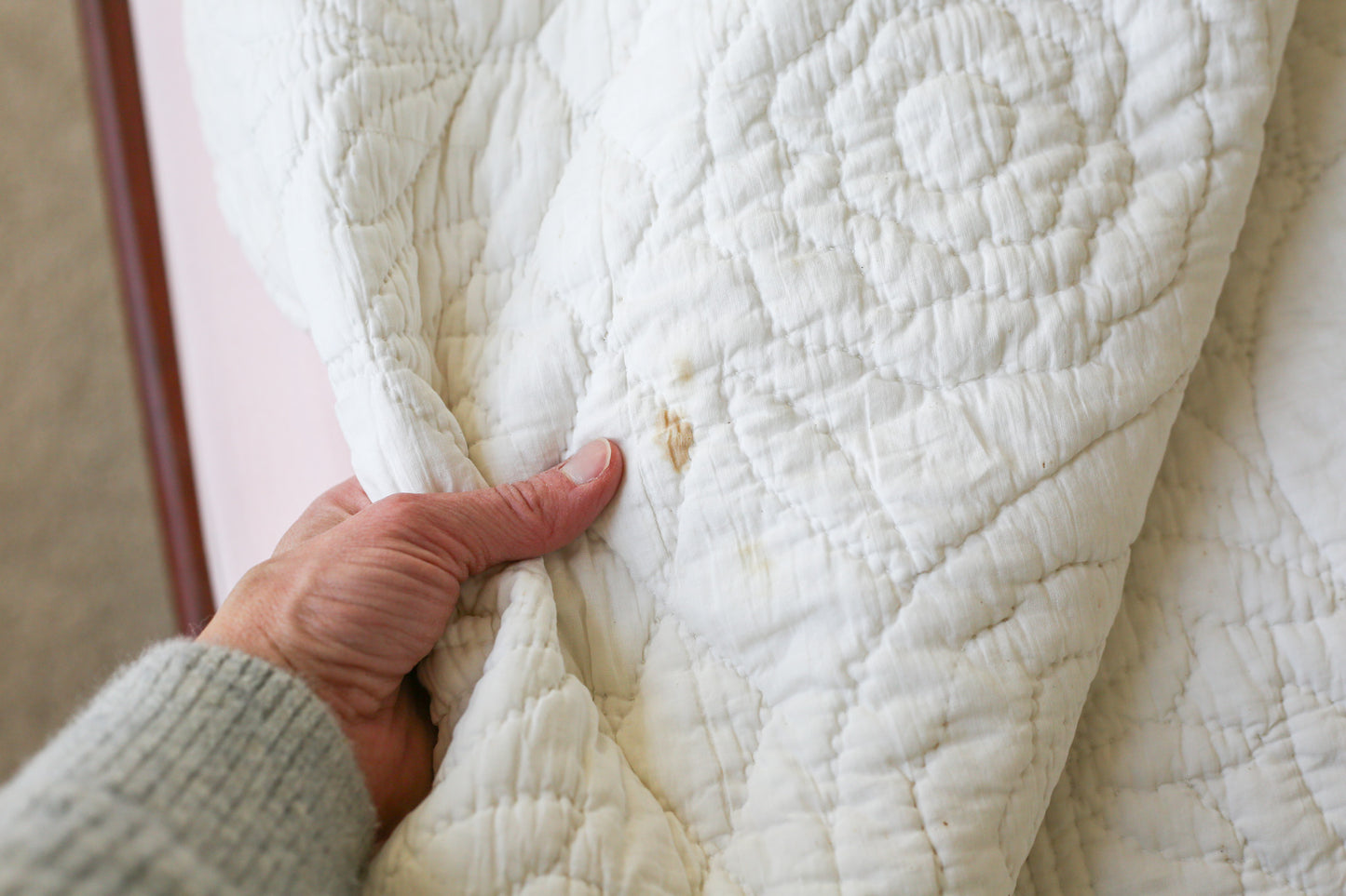 Hand Quilted All-White Whole Cloth Quilt