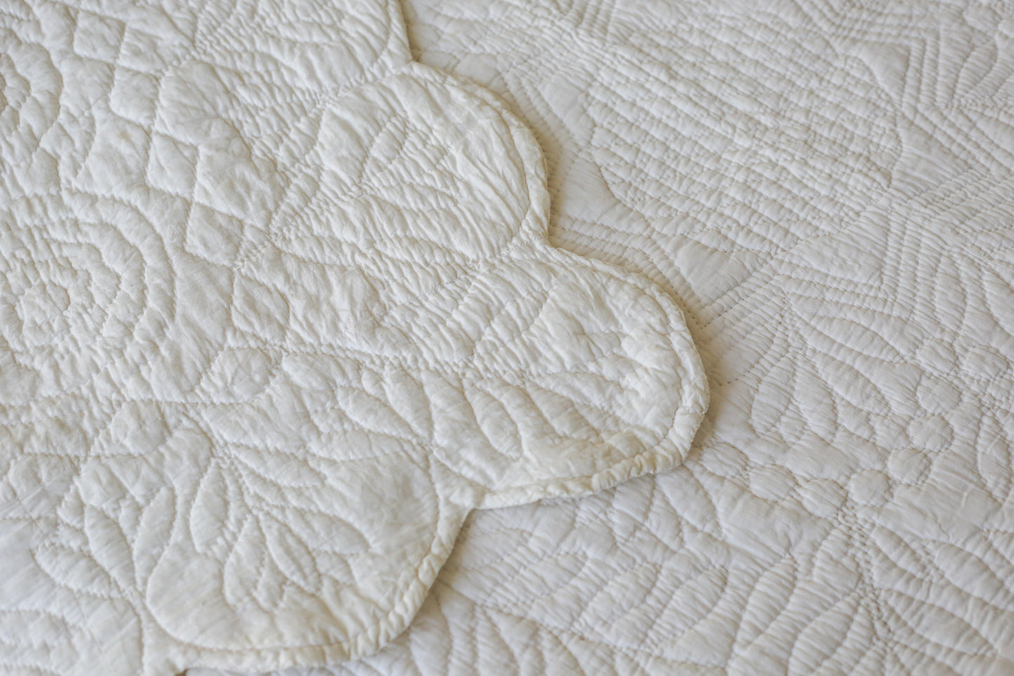 Hand Quilted All-White Whole Cloth Quilt