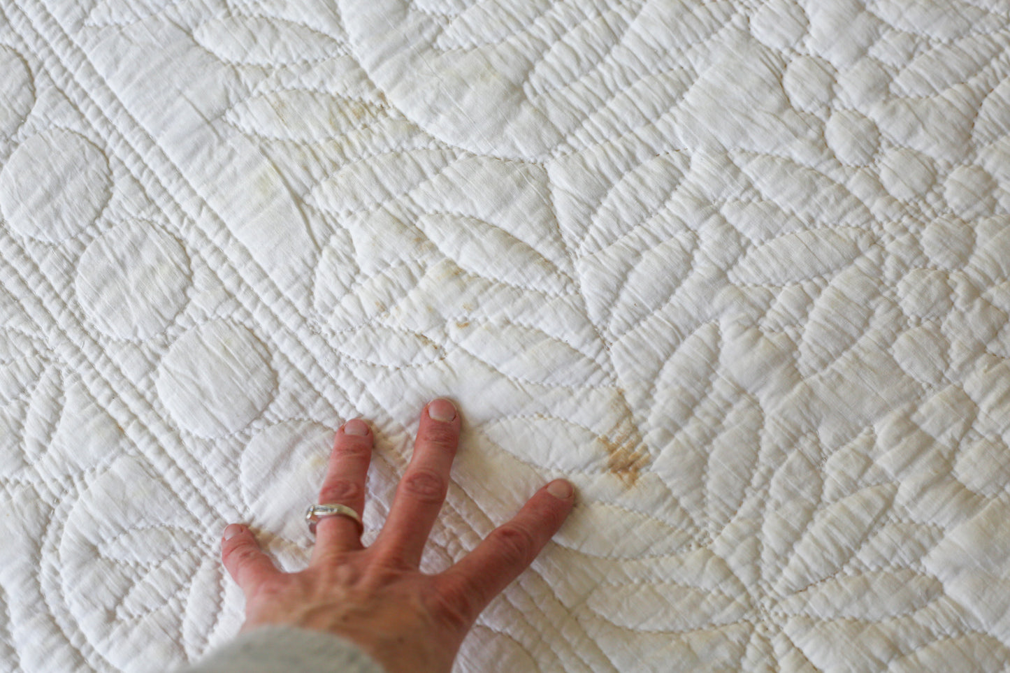 Hand Quilted All-White Whole Cloth Quilt