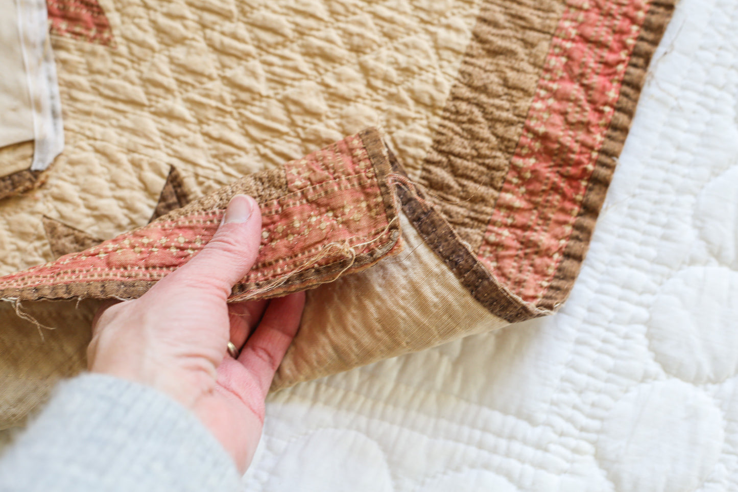 Primitive 8-Point Star Wall Quilt, c1880