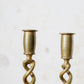 Pair of 9" English Open Barley Twist Brass Candle Holders With Square Bases