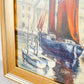 English Nautical Sailboat Painting in Gold-Tone Frame