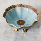 Joseph Holdcroft Majolica Basketweave Teal Bowl with Faux Bois Branch Base