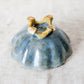 Joseph Holdcroft Majolica Basketweave Teal Bowl with Faux Bois Branch Base