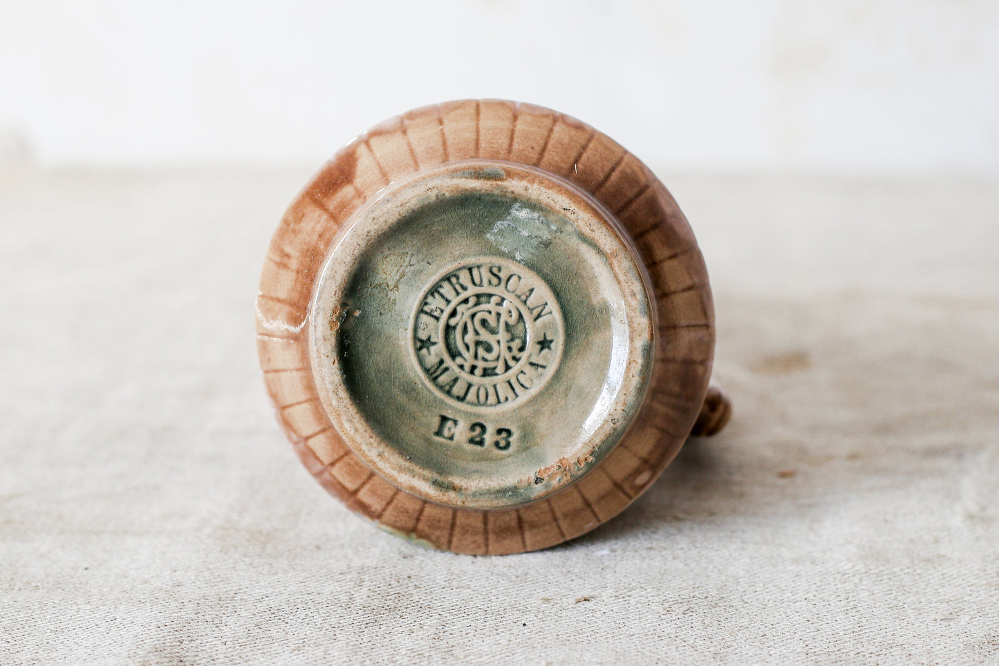 Griffin, Smith & Hill Etruscan Majolica Pink Sunflower Syrup Pitcher, c1880