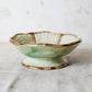 Majolica Green and Pink Begonia Basketweave Pedestal Compote Bowl