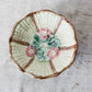 Majolica Green and Pink Begonia Basketweave Pedestal Compote Bowl