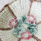 Majolica Green and Pink Begonia Basketweave Pedestal Compote Bowl