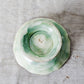Majolica Green and Pink Begonia Basketweave Pedestal Compote Bowl