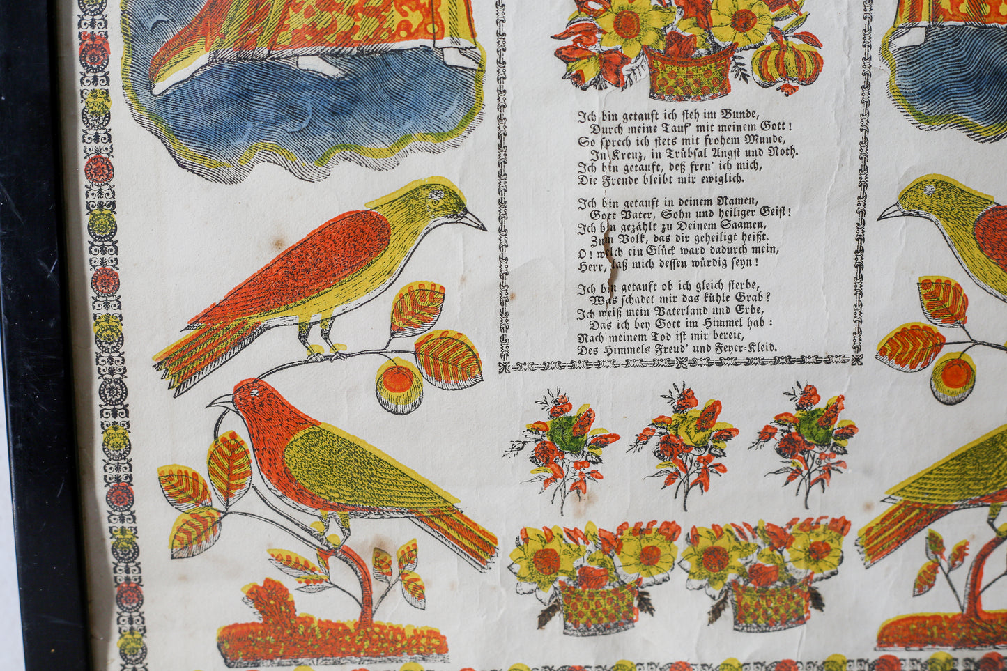 1825 Pennsylvania Dutch Fraktur Folk Art Birth Certificate