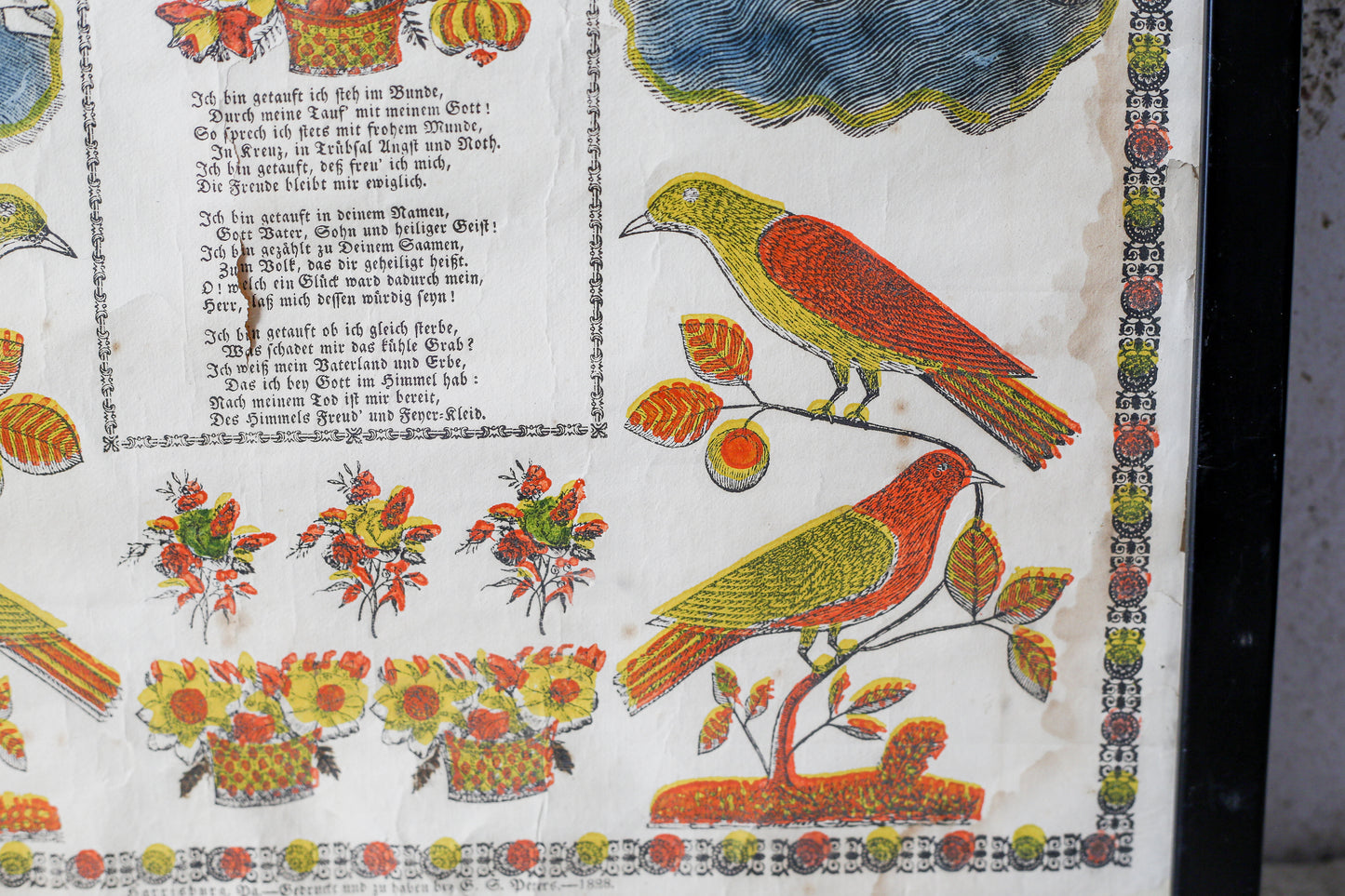 1825 Pennsylvania Dutch Fraktur Folk Art Birth Certificate