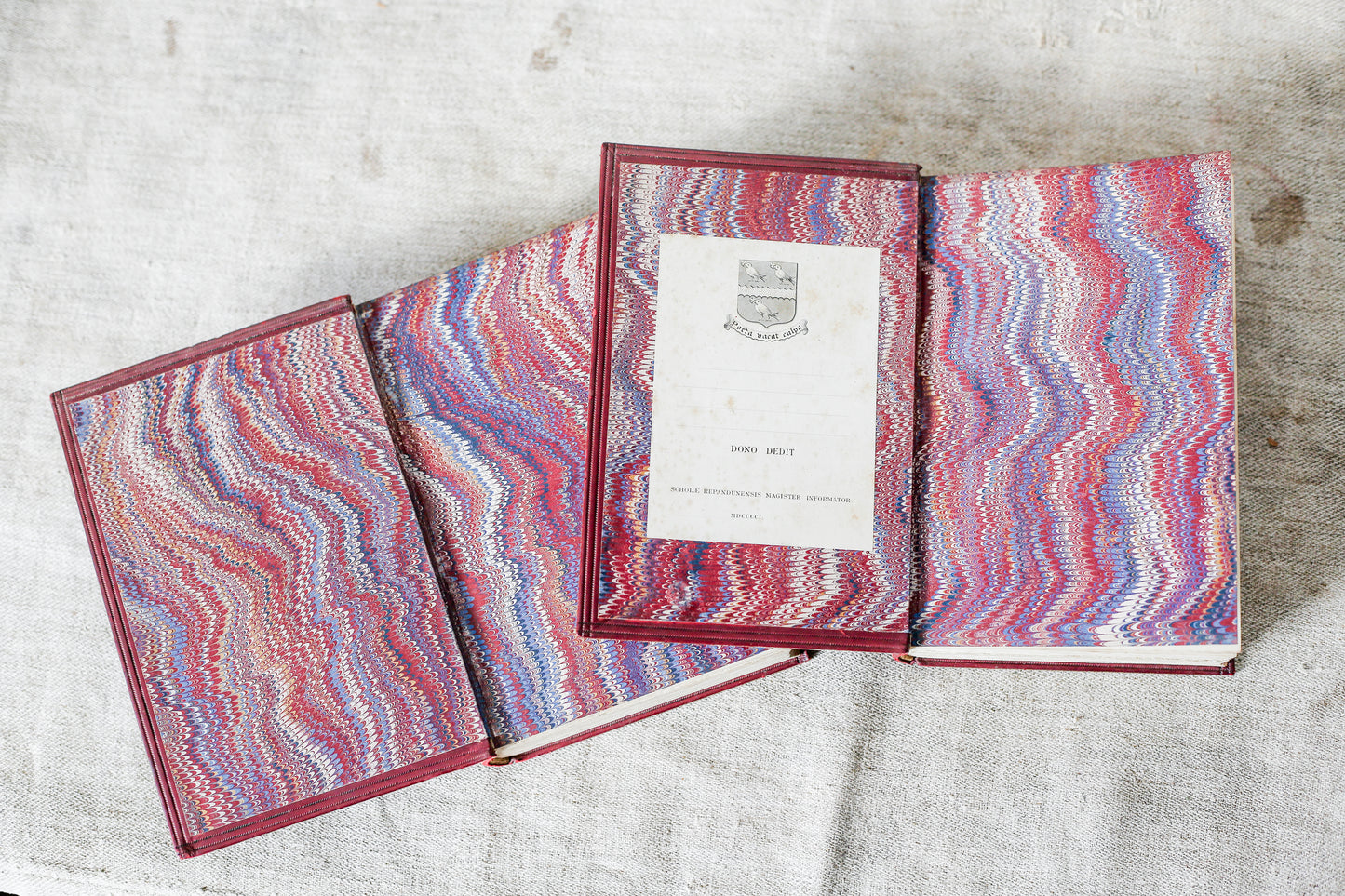 Set of English Poets Repton School Full Calf Prize Leather Binding Books, 1899