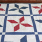 Red White & Blue Lemoyne Star Quilt TOP, c1900