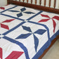 Red White & Blue Lemoyne Star Quilt TOP, c1900