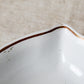 Scalloped Square Feathered Ironstone Dish with Copper Tea Leaf Decoration, c1890