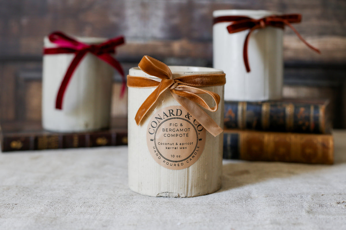 Antique English Stoneware Jar 10 oz. Candles