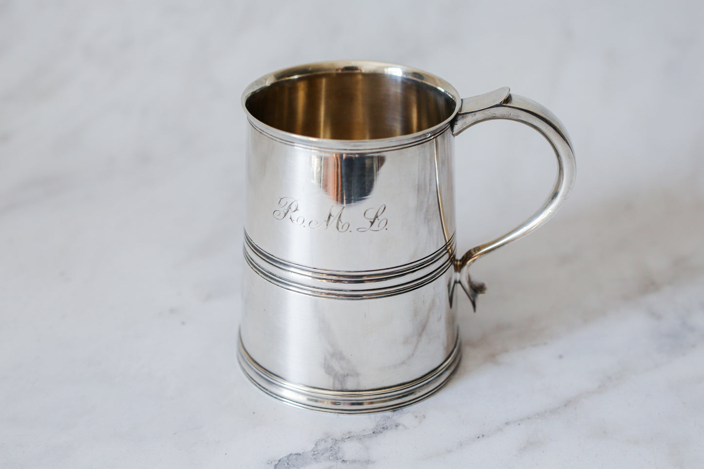 Antique Engraved Roberts & Belk Silverplate Tankard - "Romney Plate" Sheffield, c. 1920