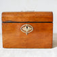 Antique Dome Top Walnut Tea Caddy with Brass Decoration, c1860