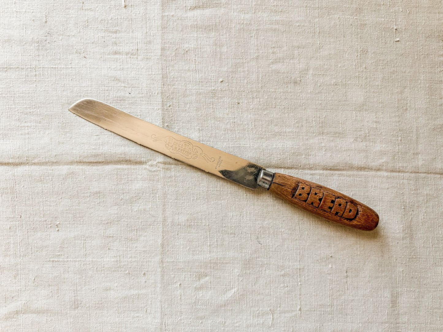 "Bread" Hand Carved Knife with J.H. Potter, Sheffield Blade, c1920