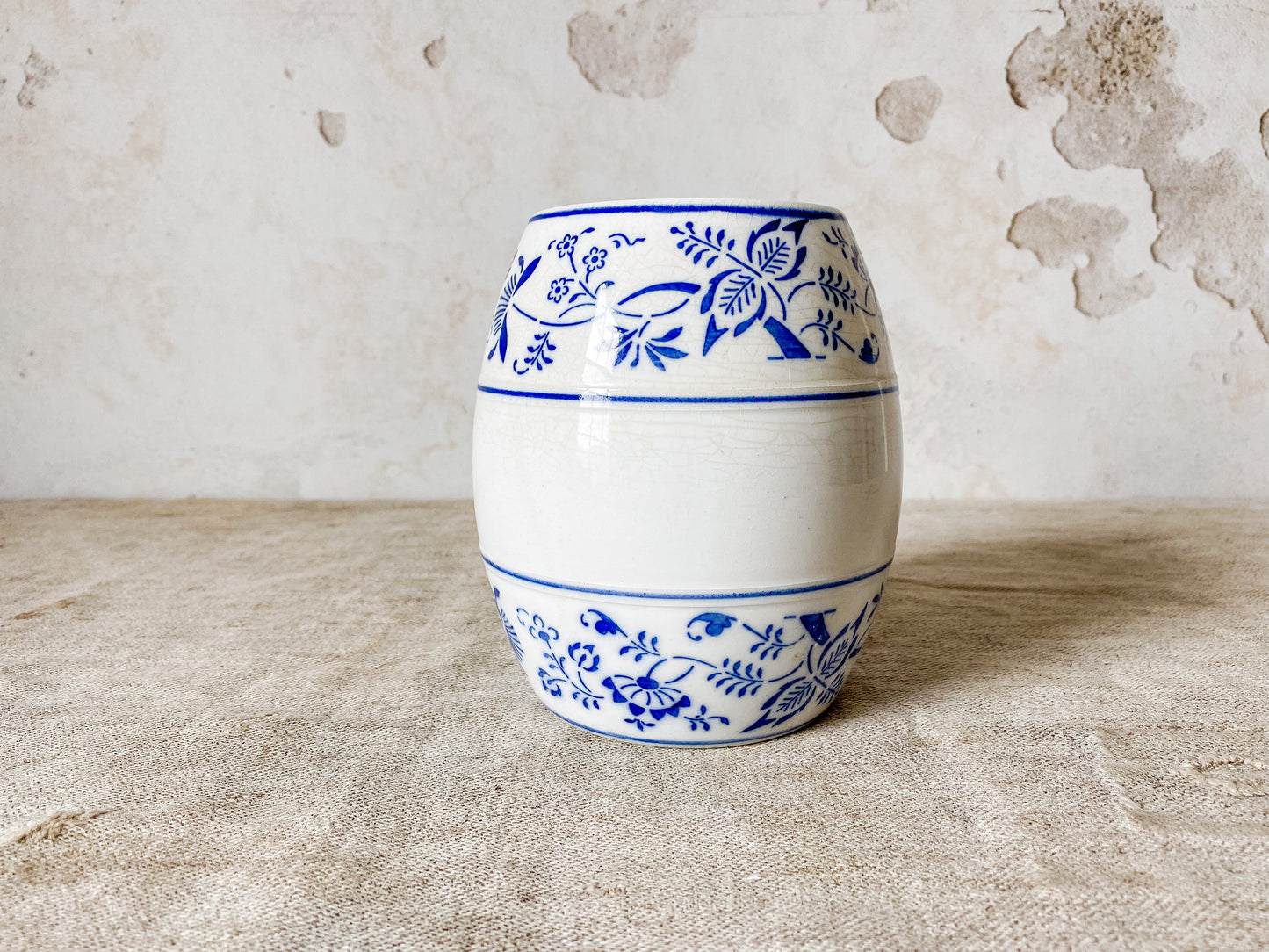 German Blue Onion Ceramic Barley Canister, c1900
