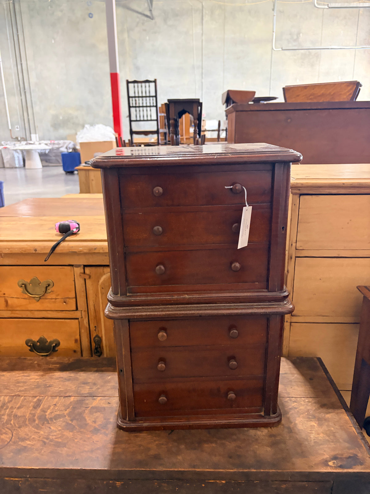 Mahogany double bank chest of specimen drawers