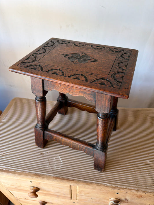 Carved oak joint stool