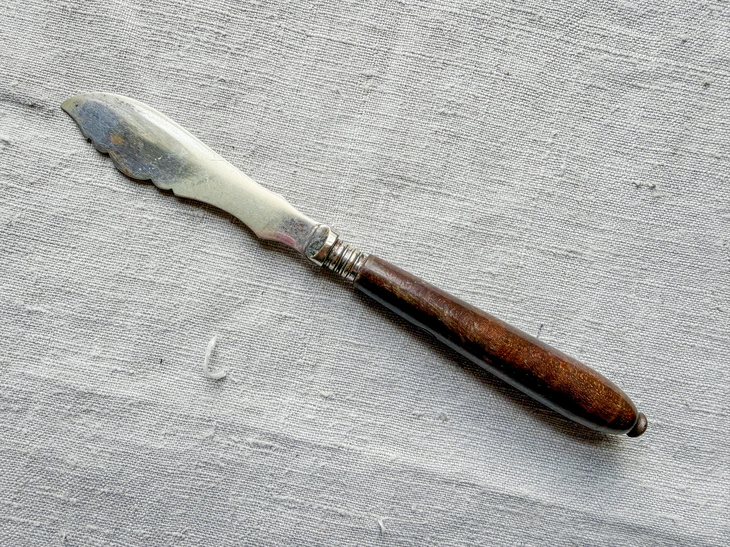 Midcentury Ornate Butter Knife with Carved Handle