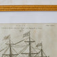 18th Century Copper Plate Engraving Ship of War | Contemporary Textured Gilt Frame