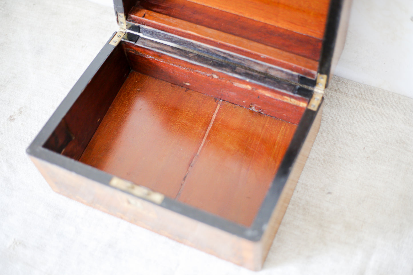 Antique Burr Walnut Tunbridge-Style Stationery Box, c. 1870