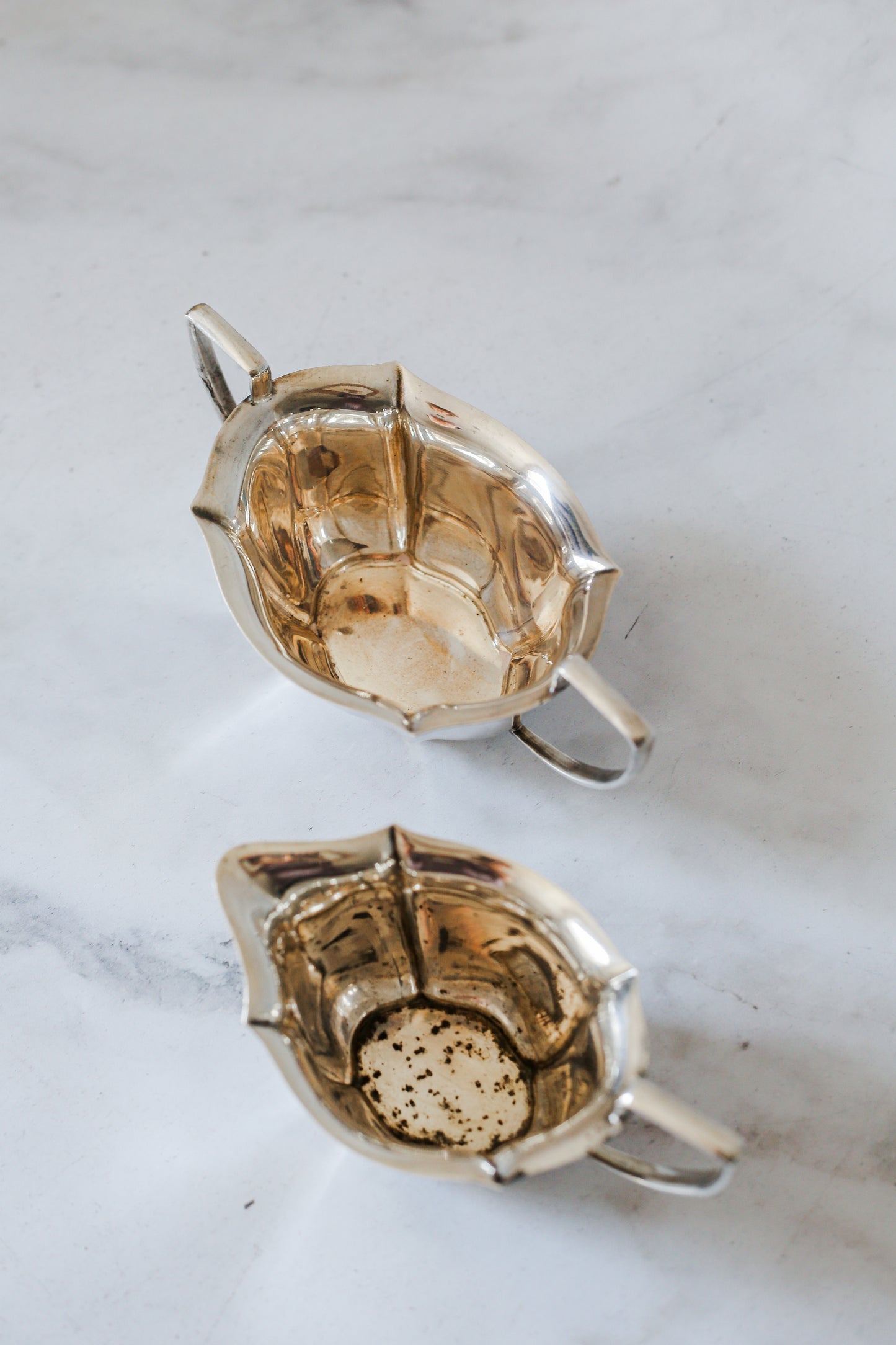 Antique Art Deco Harrison Fisher & Co Silverplate Sugar Bowl & Creamer Set, c1920