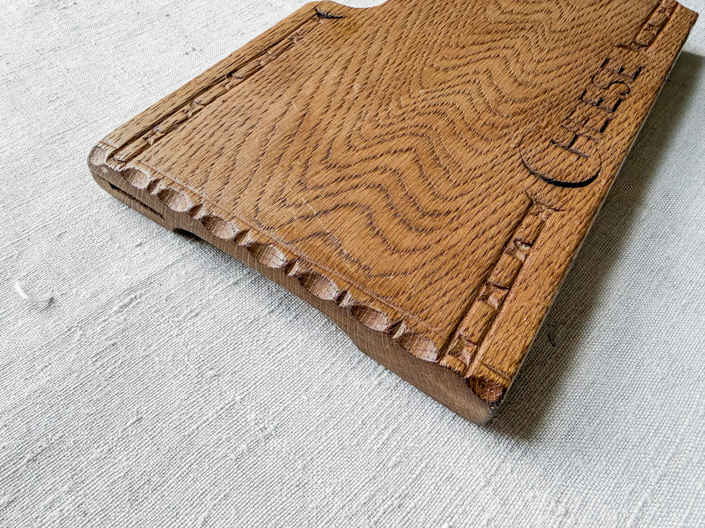 Vintage Carved Cheese Board with Fitted Knife by Bramhall Woodware