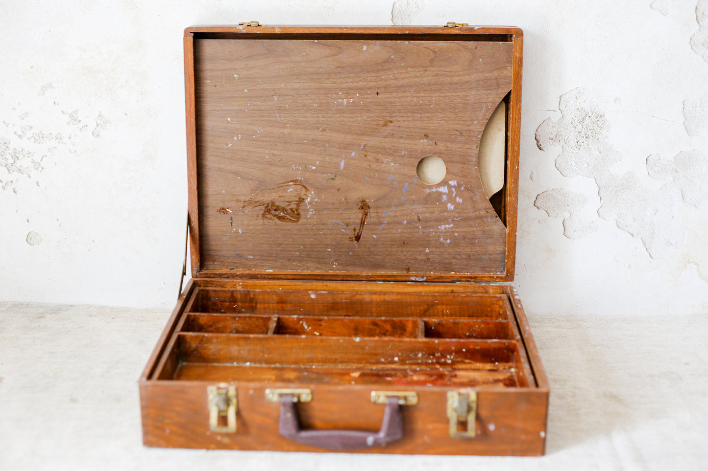 Vintage Wooden Artist's Sketch Box with 3 Palettes