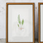Antique Fern Bookplates (c1860) in Custom Beaded Gold Frames and Celery Green Mat