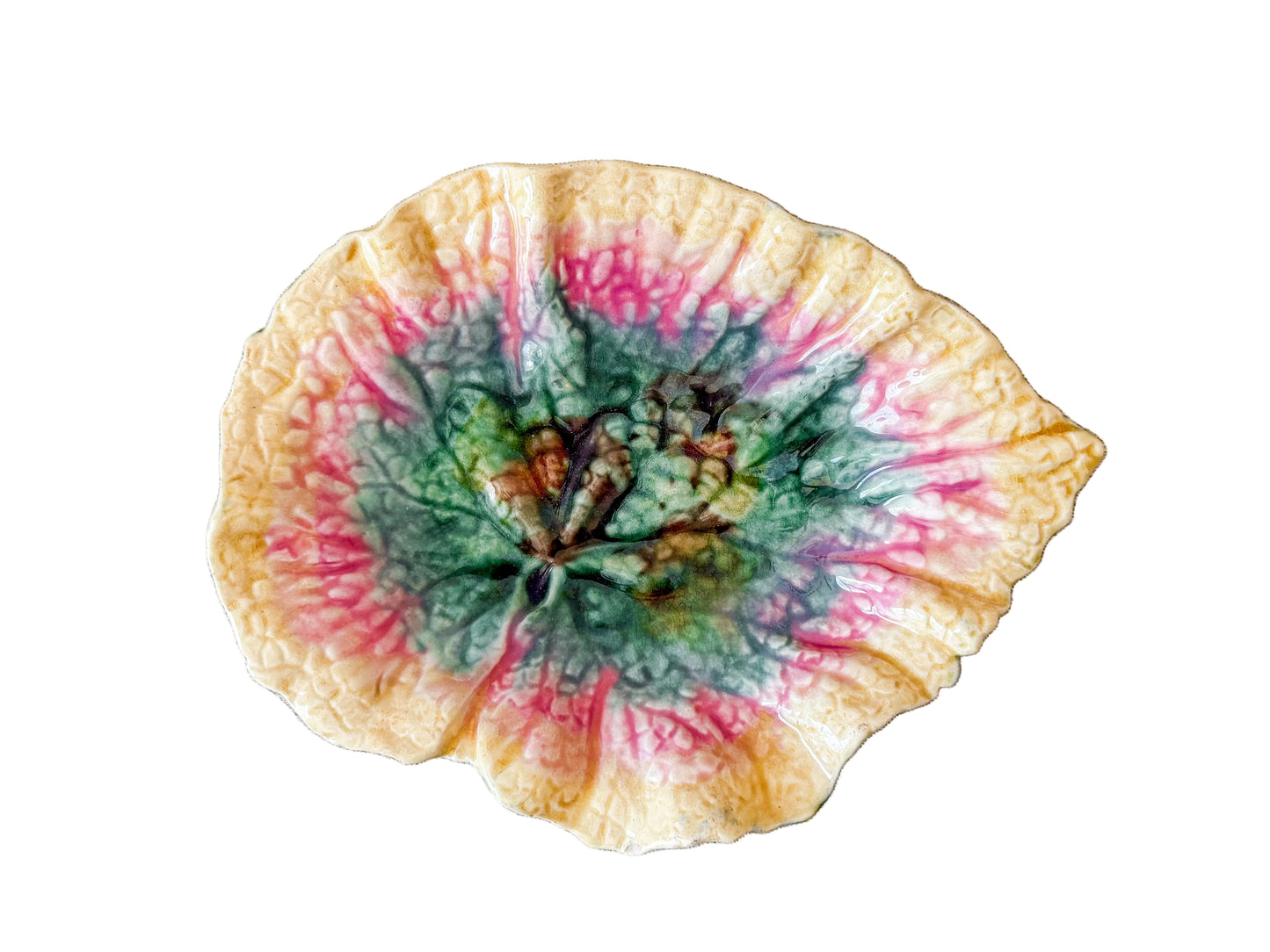 Antique Etruscan Majolica Begonia Leaf Tray by Griffin Smith & Hill, c1870