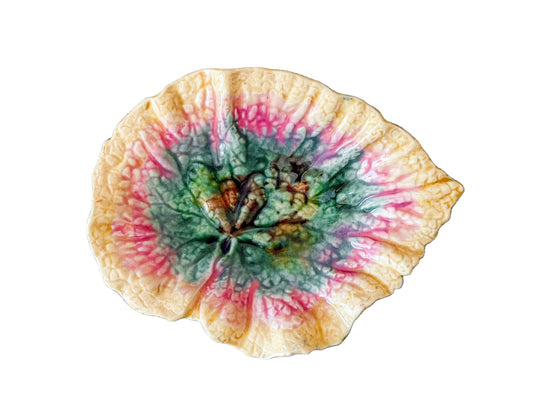 Antique Etruscan Majolica Begonia Leaf Tray by Griffin Smith & Hill, c1870