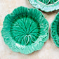 Vintage Wedgwood Cabbage Leaf Plates - Set of 3 Green Majolica Dessert Plates, c. 1940s-1950s