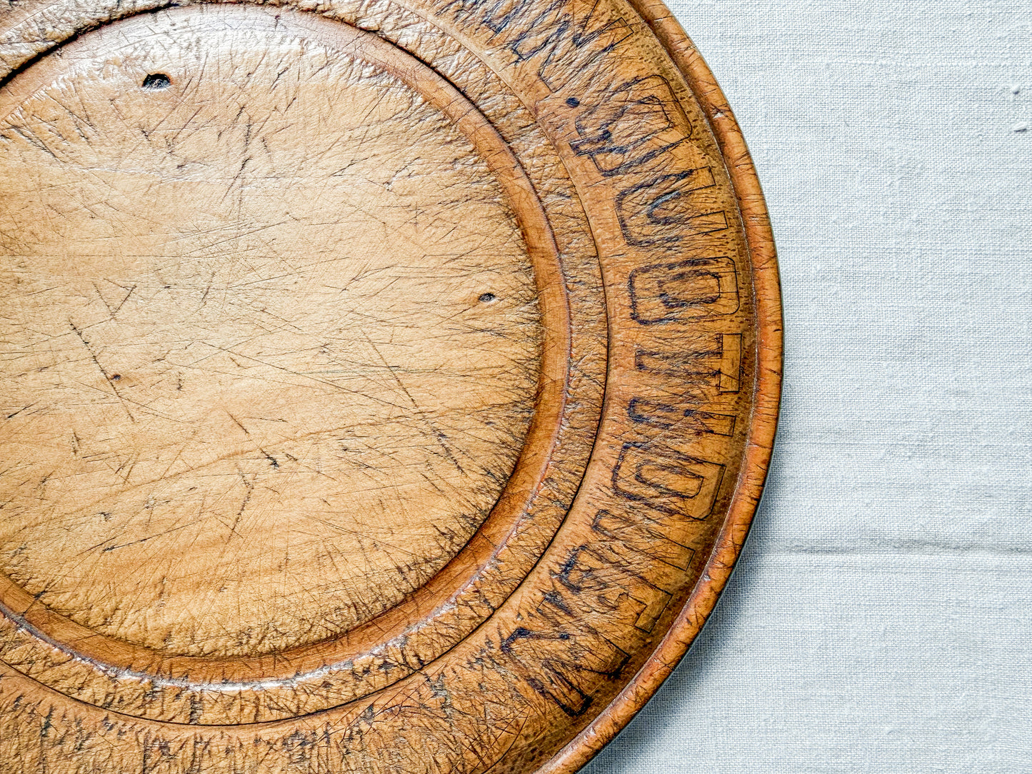 Midcentury French "Donnez Nous Notre Pain Quotidien" Carved Bread Board