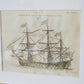 18th Century Copper Plate Engraving Ship of War | Contemporary Textured Gilt Frame