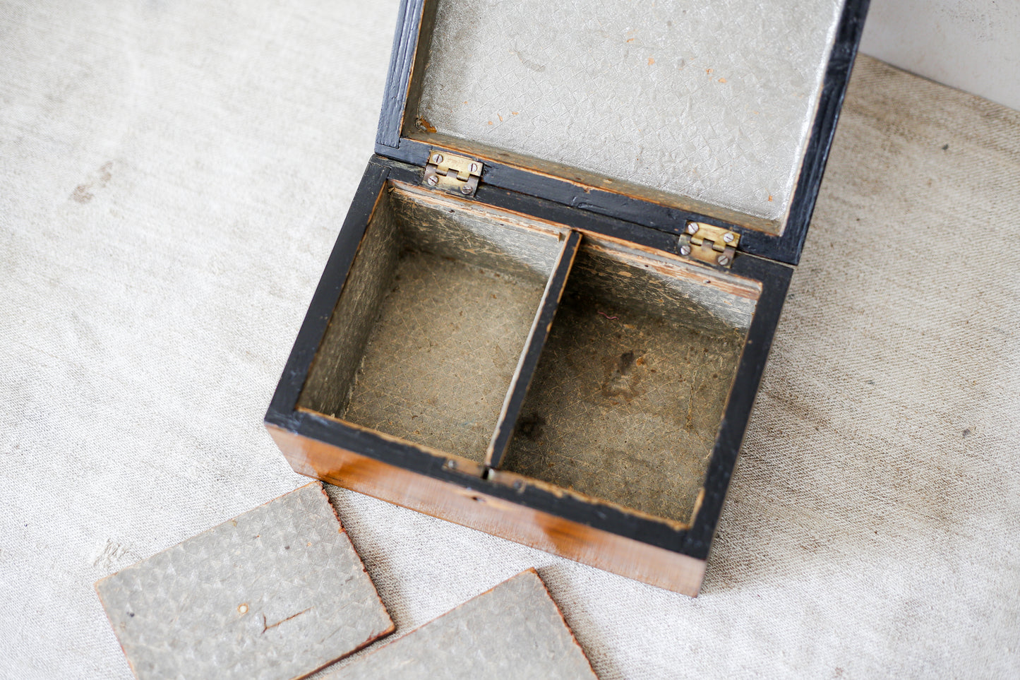 Antique Walnut Star Inlay Tea Caddy, c1860