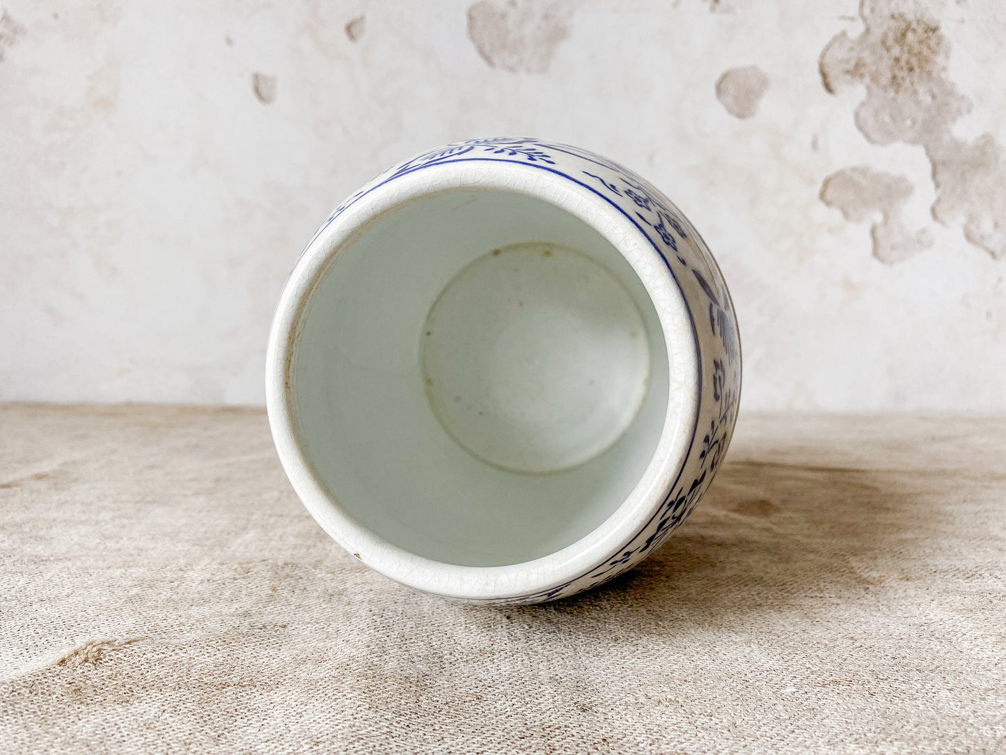 German Blue Onion Ceramic Barley Canister, c1900